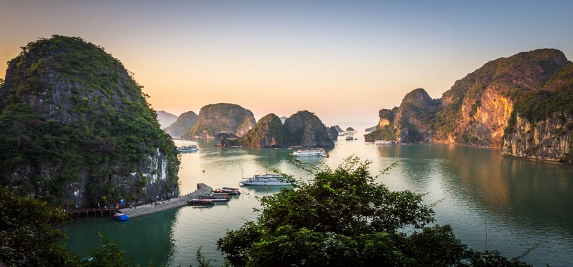 The splendor of Halong Bay from a drone cam