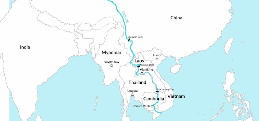 Where is the Mekong River location on the world map?